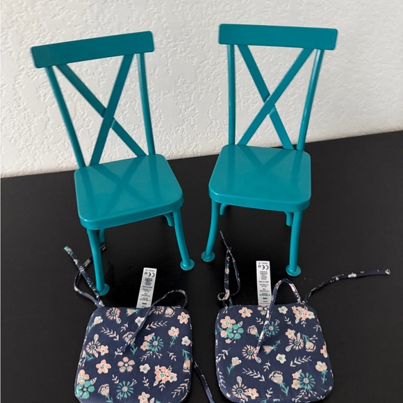 American Girl Teal Chairs with Navy Cushions Retired - Picture 9 of 11